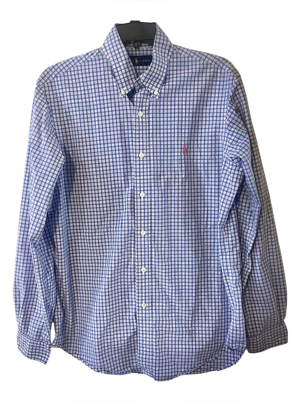 Ralph Lauren Men’s Light Blue Pink Check Button-Down Shirt Size Medium